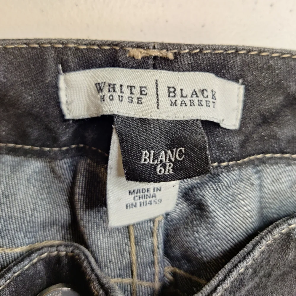 White House Black Market Black Denim Blanc Boot Cut Jeans size 6 - Picture 3 of 4